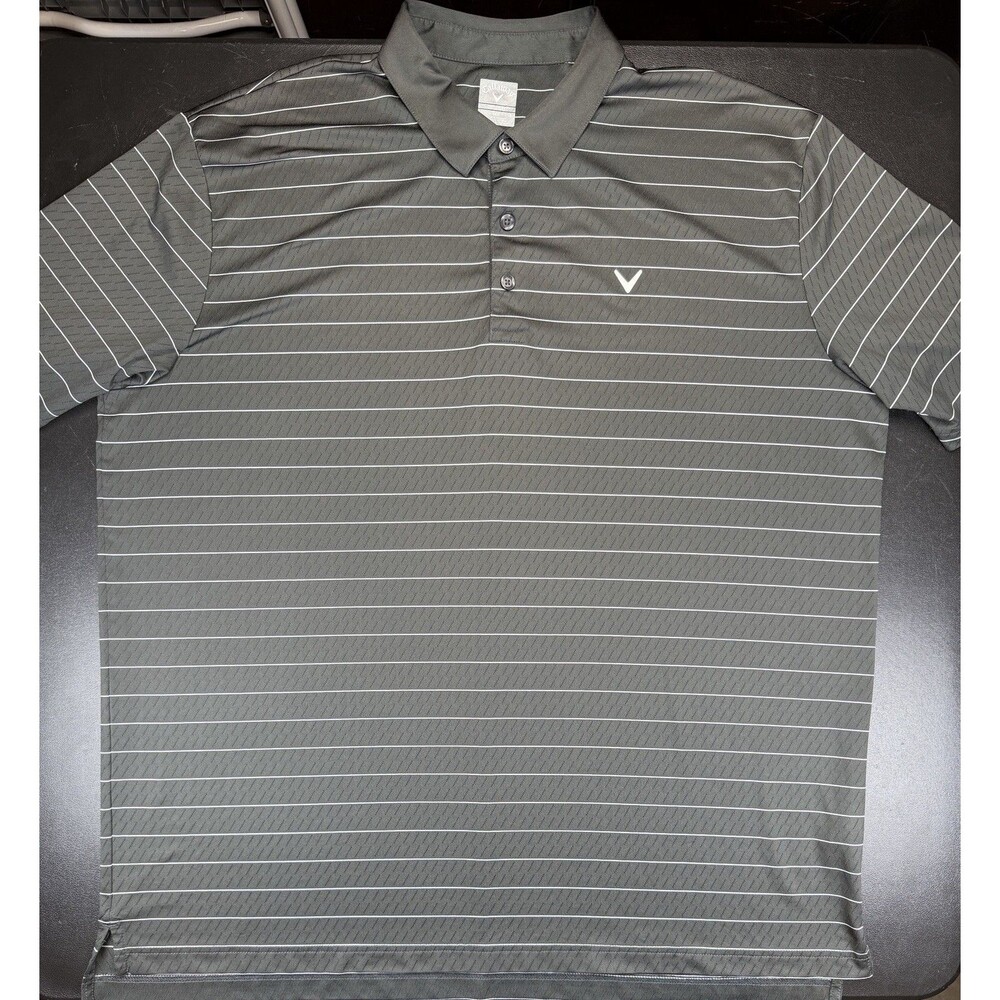 Callaway Opti-Dri Golf Polo Men's Size XXL Black w Stripes excellent condition